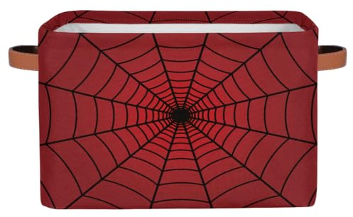 Storage Baskets, Red Spider Web Large Foldable Rectangle Organizer Storage Box Bin with Sturdy Handles for Kids Toys, Clothes, Book, Home & Nursery Decor, Gift Basket