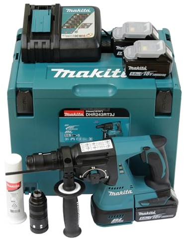 Makita DHR243RT3J Akku-Bohrhammer Set, 18V, 5.0Ah, mit 3 Akkus und Ladegerät im MAKPAC Transportkoffer