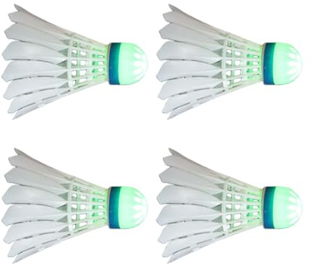 HVRFJXI 4 Stück Leuchtend Winddichte Badminton Bälle LED Beleuchtete Shuttlecocks Beleuchtung Sport Für Nachttraining Beleuchtung Sport