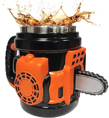 3D Kettensäge Tasse, 400ml Lustiges Kettensägen Design Getränkebecher, Coole Kaffeebecher Edelstahl, Chainsaw Mug Geschenke, Tasse Für Kaffee Für Zuhause Küche Bar Geburtstag Weihnachten Büro