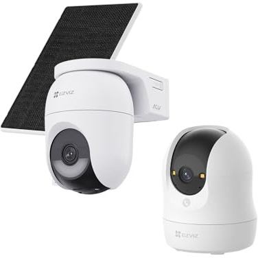 EZVIZ Pacchetto composto da Telecamera WiFi Interno C6N G1 3K e Telecamera WiFi Esterno con Pannello Solare CB8 Lite Kit 2K+