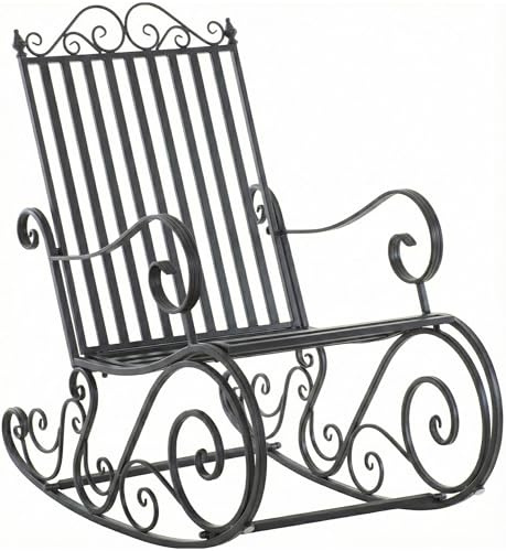 CLP Schaukelstuhl Relaxstuhl Smilla, wetterfest für Garten, Metallgestell, ergonomisch, Landhausstil, Outdoor Sessel, Farbe:anthrazit