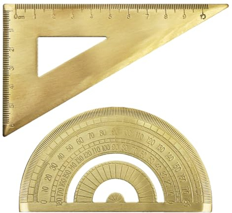 JECOMPRIS Set 1 Pezzo Goniometro Triangolo in Ottone Oro Leggero per Strumenti da Disegno e Misurazione Efficiente in Ufficio e Scuola