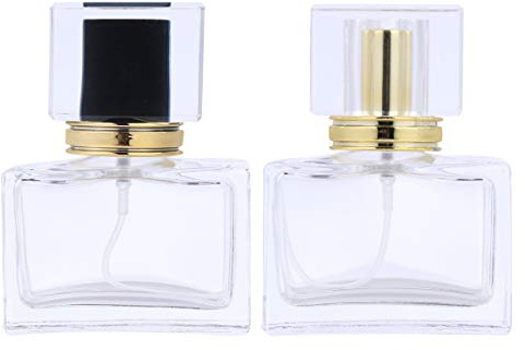 LALADEFIEE 2 Stück 30ml Nachfüllbare Parfümflasche aus Glas in Quadratischer Form Wiederverwendbar für Reisen und Outdoor Einsatz