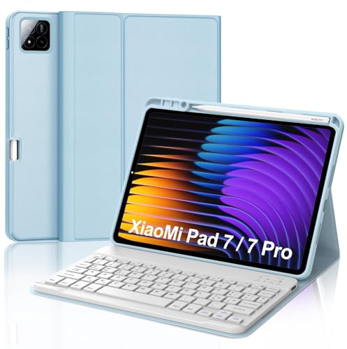 Cover Tastiera per Xiaomi Pad 8/8 Pro 2026/Pad 7/7 Pro 2025 11.2 Pollici | Keyboard Magnetico Staccabile, Italiano QWERTY, Custodia Tastiera Senza fili Bluetooth con portapenne, Blu chiaro