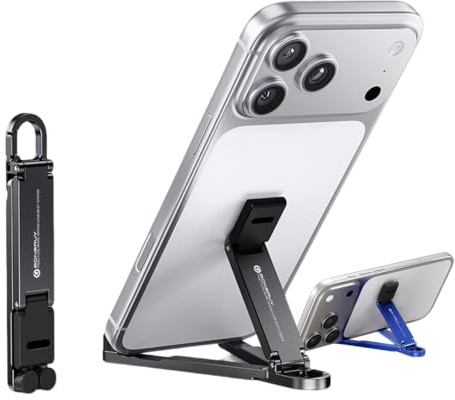 Mini Telefonställ I Aluminium Nyckelring Vikbar Skrivbordshållare, Fickstöd(Black)