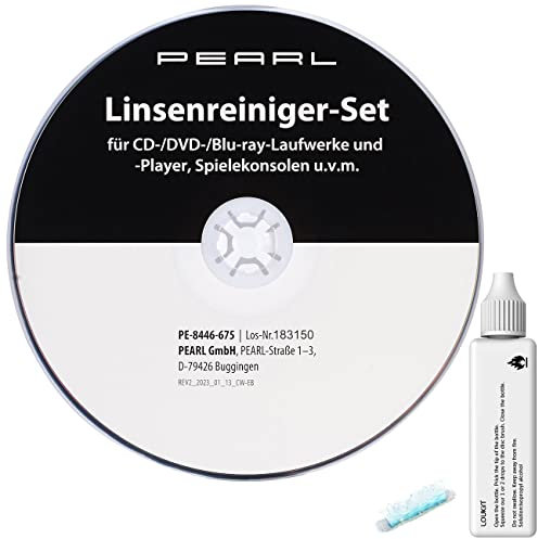 PEARL Reinigungs CD: Linsenreiniger-Set für CD-/DVD-/Blu-ray-Laufwerke und -Player u.v.m. (Reinigungs DVD, Laserreiniger, Autoradio Laufwerk reinigen)