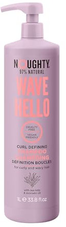 Noughty 97% Natural Wave Hello Curl Defining Shampoo Sulphate Free Vegan Cruelty Free Haircare Vitamin Rich Formula with Sea Kelp Extract and Avocado Oil for Curly & Wavy Hair 1 L