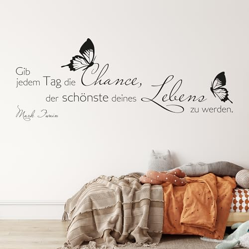 GRAZDesign Wandtattoo Wohnzimmer Sprüche Gib jedem Tag die Chance - Wandaufkleber Familie - 79x30cm / 010 weiss