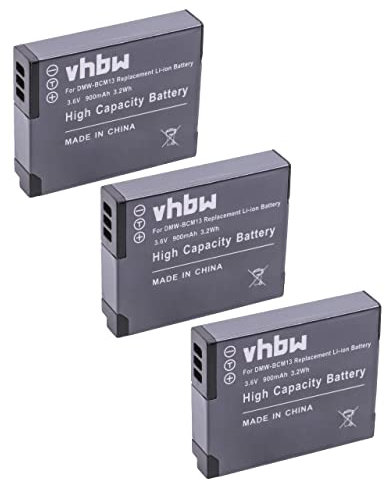 vhbw 3X Akku kompatibel mit Panasonic Lumix DMC-ZS30 Kamera Digicam DSLR (900mAh, 3,6V, Li-Ion)