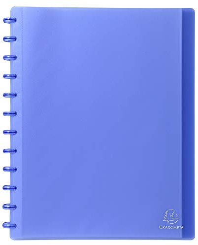 Exacompta - Réf. 86352E - 1 Protège-documents amovible à anneaux avec 30 pochettes grainées détachables - 60 vues - pour A4 - dim 24,5 x 31 cm - couverture rigide translucide - couleur bleu