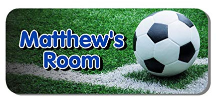 Football Door Plaque Blue - Soccer Personalised Childrens Bedroom Sign Gift (SS30045)