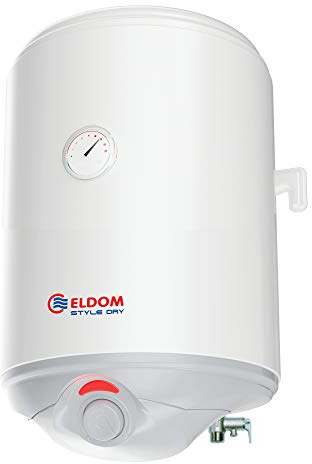 Warmwasserspeicher Warmwasserboiler Eldom Style Dry 30L druckfest | Trockenes Heizelement, inkl. Kombi-Rückschlageventil und Kabel mit Stecker, 1600W, 230V