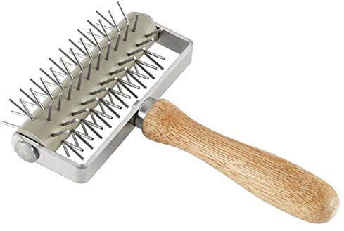 Stipproller Teiglüfter Stippwalze Teigigel Aus Edelstahl Mit Haltbar Holzgriff Backhilfe Zum Perforieren Von Teigböden Für Pizza, Quiche, Pizza, Brot Und Kuchen