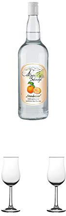 Alpenschnaps Steinbeisser Marille 1,0 Liter + Nosing Gläser Kelchglas Bugatti mit Eichstrich 2cl und 4cl 1 Stück + Nosing Gläser Kelchglas Bugatti mit Eichstrich 2cl und 4cl 1 Stück