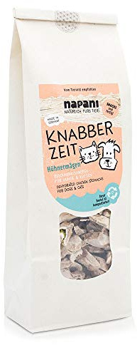 napani - Knabber Zeit - Hühnermägen, Hunde leckerlis, getrocknete Belohnungshappen für Hund & Katze, Leckerlies für artige Hunde & Katzen, getreidefrei & glutenfrei, 1 x 150g