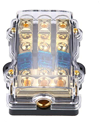 Sicherungsnetzteil-Verteilerblock, 1-in-3-ANL-Sicherungshalter, Gehäuse aus Zinklegierung, max. 24 V, 60 A, für Auto-Stereoverstärker
