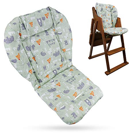 Coussin de chaise haute pour bébé, coussin épais pour chaise haute en bois, tapis de chaise de salle à manger bébé (forêt verte)