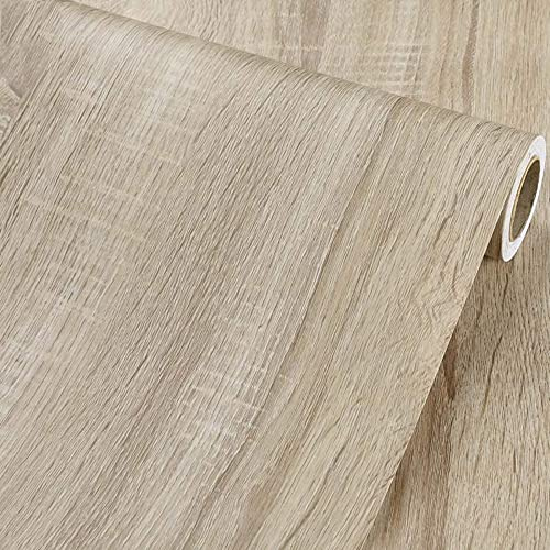 Pegatina de Muebles de Papel de Madera Clara en Rollo de Vinilo Adhesivo de Madera Rústica para Gabinetes Estantes Pegatina de Pared de Oficina, 40CMX3M