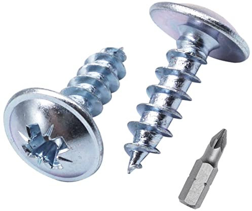 SKIR'CO Lot de 30 vis à bois en acier zingué 6,0 x 20 mm Argent Vis à métaux Tête gaufrette Pozidriv Auto-taraudeuses