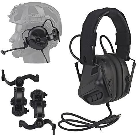 WLXW Casque Tactique pour Airsoft (Monté sur La Tête Et Monté sur Casque), Casque Antibruit De Chasse Militaire avec Adaptateur De Rail De Casque Tactique À Rotation Multi-Angle