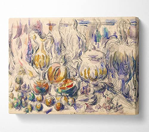 Art Classic Cezanne Pot And Soup Tureen Canvas Print Wall Art - Canvas Art Large 26 x 40 Inches