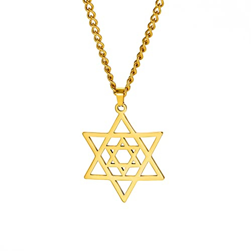 VASSAGO Davidsstjärna halsband för män kvinnor sexdelad judisk stjärna Menorah hänge halsband rostfritt stål hexagram judiska Israel smycken