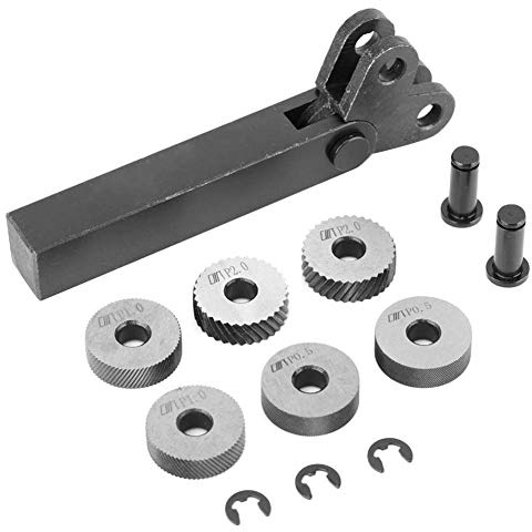Ejoyous Rändelwerkzeug Set, 7 Stücke Rändel Drehmaschine mit Schneideisenhalter Diagonale Doppelrad Linear Rändelsatz, für Bearbeitungsmaschine Oberflächenmuster Drehbank Zubehör 0,5mm 1m
