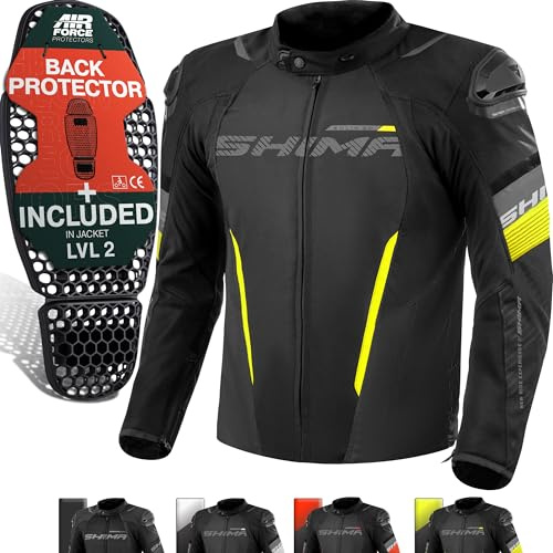SHIMA Solid 2.0 Motorrad Jacke Herren Protektoren AirForce Rückenprotektor Motorradjacke Sommer Schutzjacken Textiljacke Wasserdicht Protektorenjacke Sommerjacke Stadt (Männer, Fluo, Regular, L)