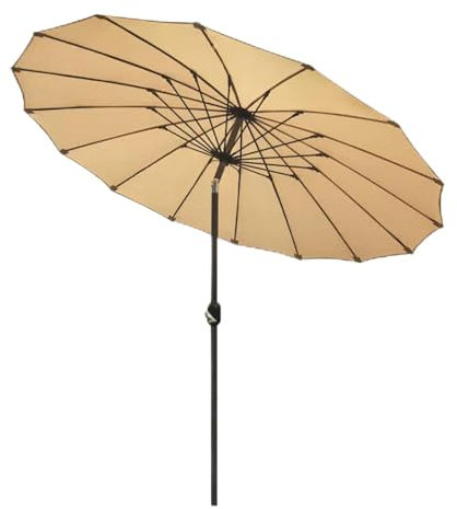 Gartenschirm Ø 250 cm, Shanghai Sonnenschirm Rund Neigbar, Balkonschirm mit Handkurbel, Aluminiumstange, Sonnenschutz UV-Schutz, Windfest Marktschirm