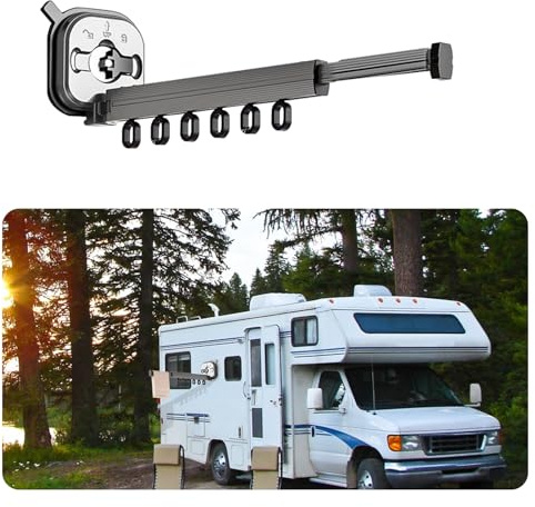 luolety Portable RV Clothes Drying Rack, Versatile Aluminum RV Ladder Clothes Rack, RV Ladder Space Saver for Boats, RV, Camper, Trailer, Travel, Hotel, Home, No Drilling