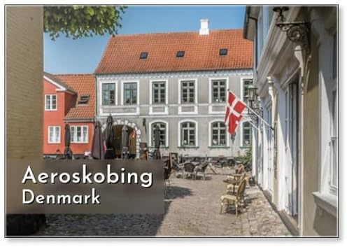 Die dänische Flagge auf dem malerischen Platz des Aeroskobing, Kühlschrankmagnet