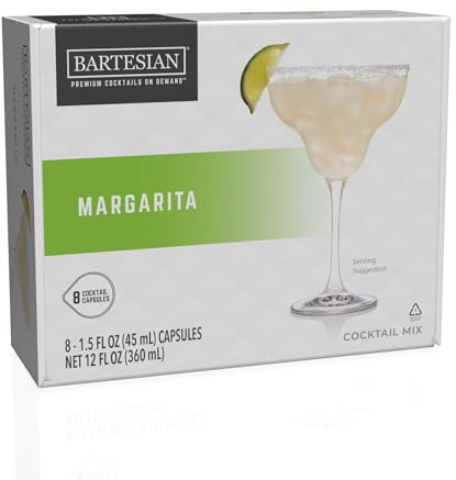 Bartesian Margarita Cocktail Mix - Cocktail Mixer Zutaten für Tequila Cocktail - Getränke Pods für Bartesian Cocktail Maschine - Alkoholfreie Mixer zum Mischen mit Spirituosen - Set mit 8 Kapseln