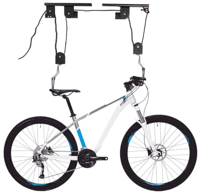 YILIKISS Fahrrad Deckenlift 60 kg Traglast Fahrrad Bike Lift Schwarz Fahrradlift Universal Fahrradhalterung FahrradaufhängungDeckenhalterung mit Haken Seilbremse für Fahrräder E-Bikes Garagen