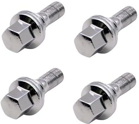 Compatible With Peugeot 1007 206 207 307 308 406 407 607 4PCS Car Wheel Bolts Flat Seat Washer 540567 940684 9644576680 Wheel Hub Nuts M12x1.25 Bolt Wheel Screws