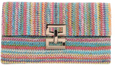 PACKOVE Woven Clutch Bag for Women Braided Purse with Buckle Closure 10.6X5.9X1.2 Inch Stylish Evening Party Handbag for Travel Daily Use