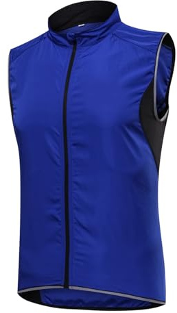 CFDFDA Leichte Fahrradweste für Herren und Damen Winddichte MTB-Fahrradweste Schnelltrocknende Laufweste Windweste Jacke mit Taschen für Geländefahrten, Radfahren und Wandern,Blue-L