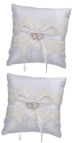 COLLBATH 2stücke Lace Wedding Pillow Romantisches Ringkissen Mit Für Hochzeiten Für Ohrringe Und Eine Warme Für Braut Und Bräutigam