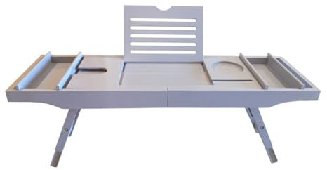 KUANGGE Badetablett, verstellbare, ausziehbare Badewannenhalterung, Badewannentablett aus Bambus, Badewannengestell 75 x 23 x 4,5 cm