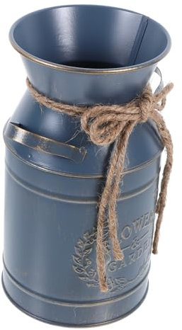 Alipis Rustikale Verzinkte Metall-vase Milchkanne Mit Doppelgriffen Vintage Landhausstil Blumentopf Für Trockenblumen Und Kleine Tischdeko Dekorativer Bauernhaus-blumenkübel Für Garten Un