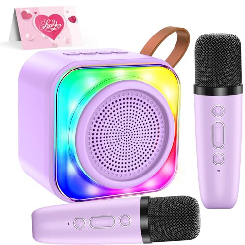 MicQutr Regalo Niña 3-12 Años, Karaoke 2 Micrófonos Inalámbricos, Microfono Karaoke Infantil Juguetes Altavoz Bluetooth Portátil con Luces LED - Regalo Navidad para Niñas y Niños Cantar (Verde)