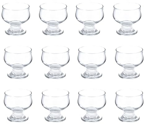 Reldor Glass Dessert Bowls Set of 12, Tulip Prawn Cocktail Glasses, Versatile Cocktail Wide Dessert Cups, Sundae Ice Cream Bowl, Trifle Bowl for Fruit Salad, and Pudding