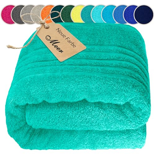 Lashuma XXL Badetuch groß 100x200 cm Meeres Türkis – Extra Großes Saunahandtuch für Herren & Damen, Hochwertige Baumwolle, Langlebig & Schnell Trocknend