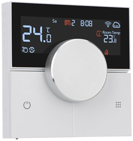 Wengart Smart Room Thermostat WG12,AC230V 3A 2.4GHz Work for Water Underfloor Heating,Alexa Google Home Compatible Thermostat,Rotate to Set Temperature,Heat and Cold Modes Adjustable