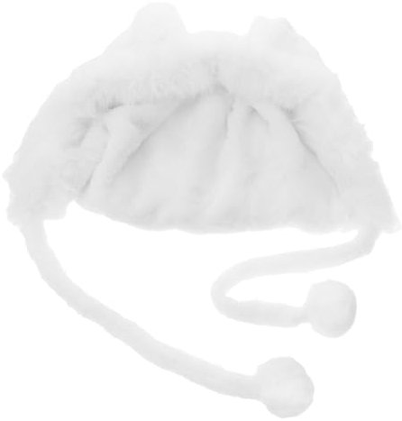 Homoyoyo Fuchs Plüsch Kapuzenmütze Pelzmütze Mit Ohren Flauschige Trappermütze Kunstfell Kapuze Fuzzy Mütze Beanie Mit Ohren Weiß Polyester
