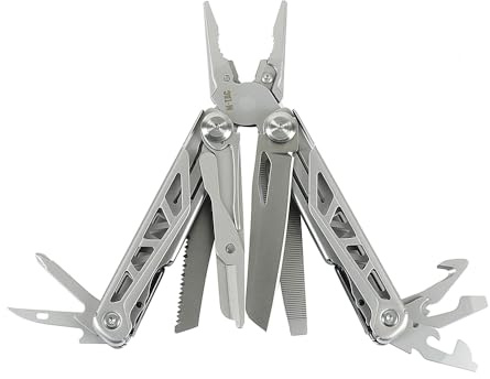 M-Tac Multitool Type 3 - 14 in 1 Utensile Multifunzione Acciaio Inossidabile Sopravvivenza Esterna Pieghevole con Borsa, Grigio, 11 cm, 265 g