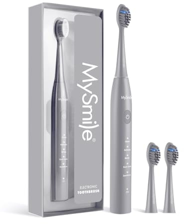 MySmile DY156 - Cepillo de dientes eléctrico para adultos, cepillo de dientes automático sónico recargable portátil con 2 cabezales de cepillo, 2 minutos, 5 modos, temporizador inteligente, 45000 VPM