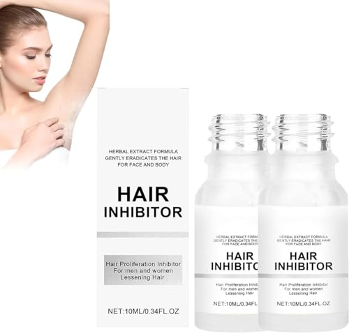 Hair Inhibitor,Hair Removal Serum,Facial Hair Stop Serums,10ml Hair Growth Inhibitor Serum Oil,Herbal Extract Formula Gently Eradicates The Hair，for all skin types (2pc)