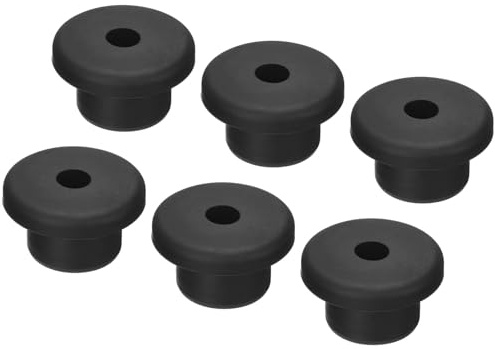 TOP-VIGOR Gummidichtung, 16 mm Durchmesser, rund, T-Typ, Silikondichtung, flexibler Lochstopfen für Kabelrohre, Kordelschutz, 6 Stück