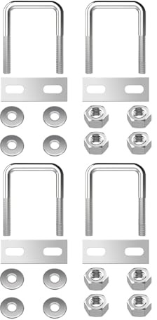 4 Stück Zurrbügel U-Bügel M10 aus Verzinktem Stahl - 40x65mm - mit Gegenplatte & M8 Muttern - Zurrbügel für Anhänger, LKW, Transporter, Dachträger